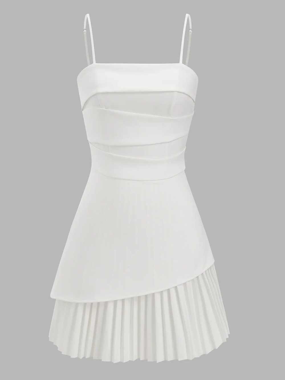 Commense White Asymmetric Pleated Mini Dress Size M